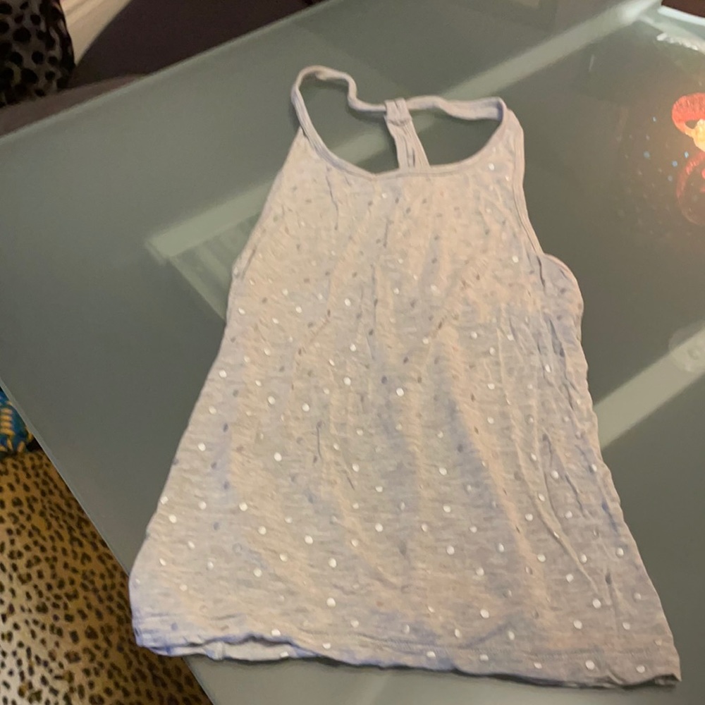 Grey with silver polka dot Lorna Jane cotton tank